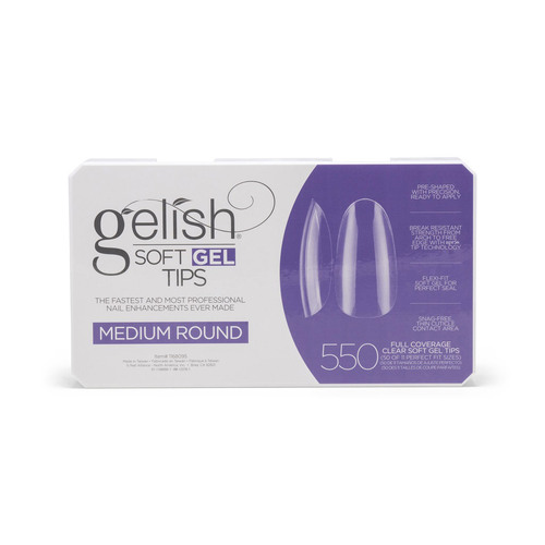 Gelish Soft Gel Tips Box Nail False Fake Medium Round - 550pcs