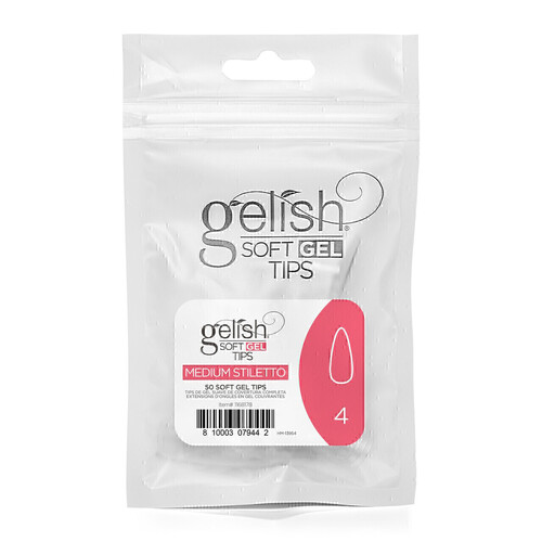 Harmony Gelish Soft Gel Nail False Tips Medium Stiletto Refill Size 4 50pcs