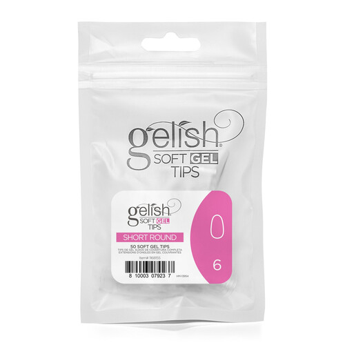 Harmony Gelish Soft Gel Nail False Tips Short Round Refill Size 6 50pcs