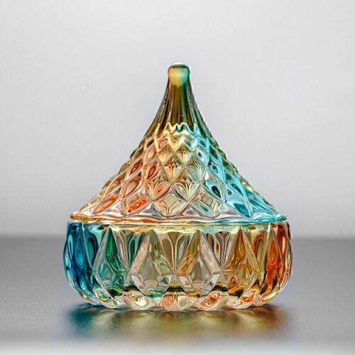 Crystal Dappen Dish Glass Nail Acrylic Liquid Powder Jar Container Rainbow Cone Cap 8oz