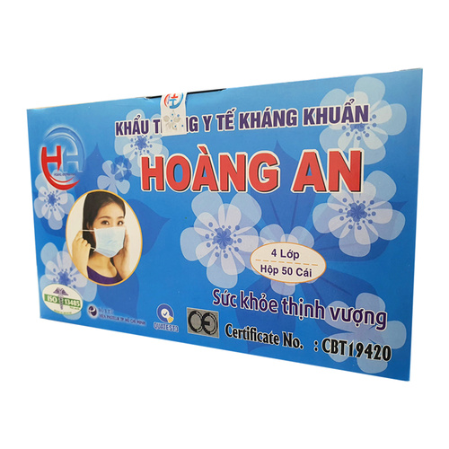 Hoang An Medical Mask Blue Disposable Filter 4 Layers 50 pcs