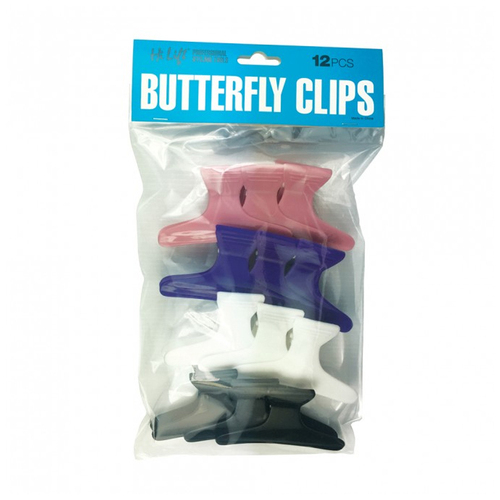 HI LIFT- Butterfly Hair Clips Assorted Colours 12 pcs