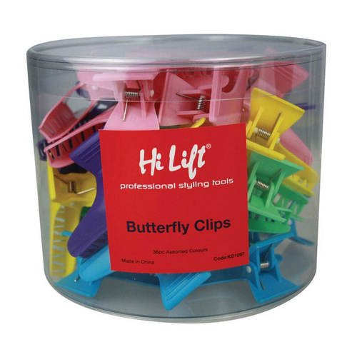 Hi Lift - Butterfly Clips Assorted Colours 36 pcs
