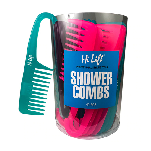 HI LIFT -  Shower Hair Combs Assorted Colours 42 pcs