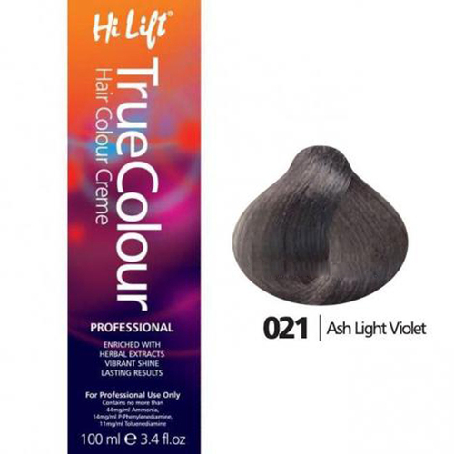 Hi Lift True Colour Permanent Hair Color Cream 021 Ash Light Violet Intensifier 100ml