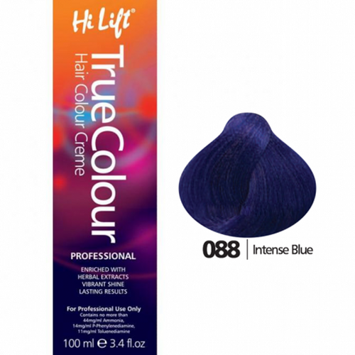 Hi Lift True Colour Permanent Hair Color Cream 088 Intense Blue Intensifier 100ml