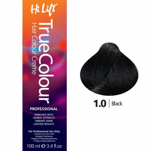 Hi Lift True Colour Permanent Hair Color Cream 1.0 Black 100ml