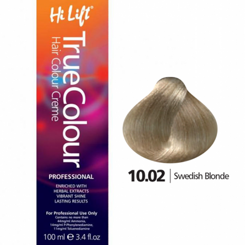 Hi Lift True Colour Permanent Hair Color Cream 10.02 Swedish Blonde 100ml