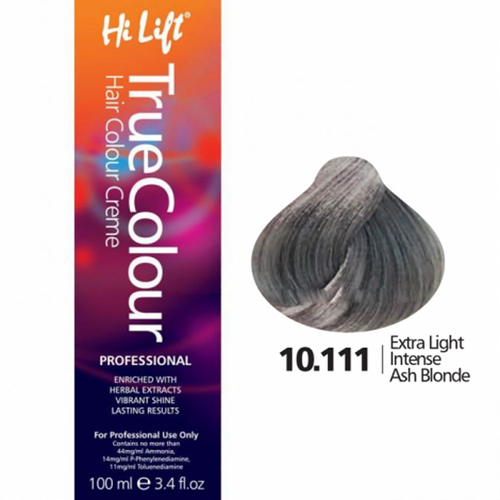 Hi Lift True Colour Permanent Hair Color Cream 10.111 Extra Light Intense Ash Blonde 100ml