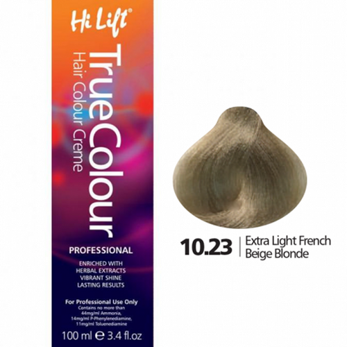 Hi Lift True Colour Permanent Hair Color Cream 10.23 Extra Light French Beige Blonde 100ml
