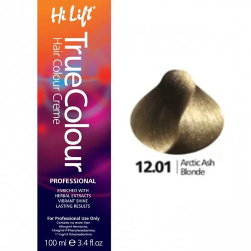 Hi Lift True Colour Permanent Hair Color Cream 12.01 Arctic Ash Blonde 100ml