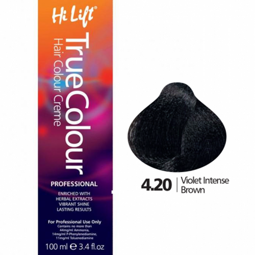 Hi Lift True Colour Permanent Hair Color Cream 4.20 Violet Intense Brown 100ml