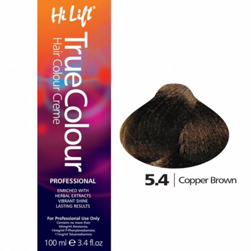 Hi Lift True Colour Permanent Hair Color Cream 5.4 Copper Brown 100ml