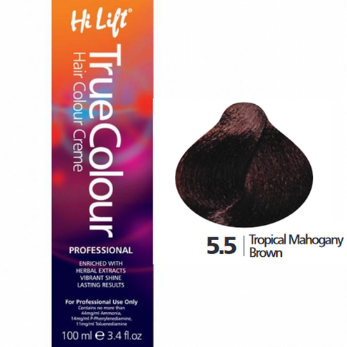Hi Lift True Colour Permanent Hair Color Cream 5.5 Tropical Mahogany Brown 100ml