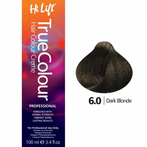 Hi Lift True Colour Permanent Hair Color Cream 6.0 Dark Blonde 100ml