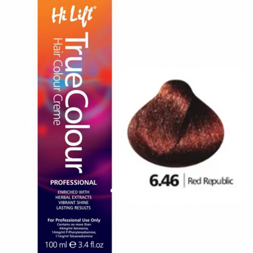 Hi Lift True Colour Permanent Hair Color Cream 6.46 Red Republic 100ml