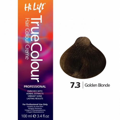 Hi Lift True Colour Permanent Hair Color Cream 7.3 Golden Blonde 100ml