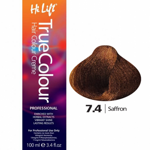 Hi Lift True Colour Permanent Hair Color Cream 7.4 Saffron 100ml