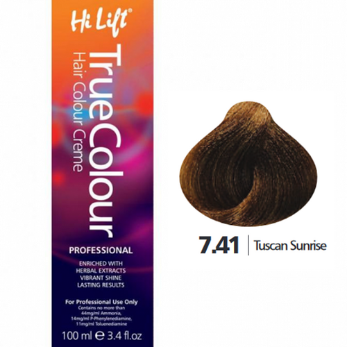 Hi Lift True Colour Permanent Hair Color Cream 7.41 Tuscan Sunrise 100ml
