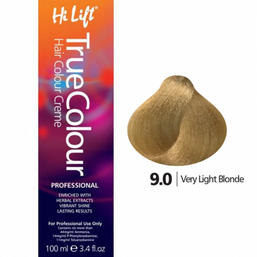 Hi Lift True Colour Permanent Hair Color Cream 9.0 Very Light Blonde 100ml