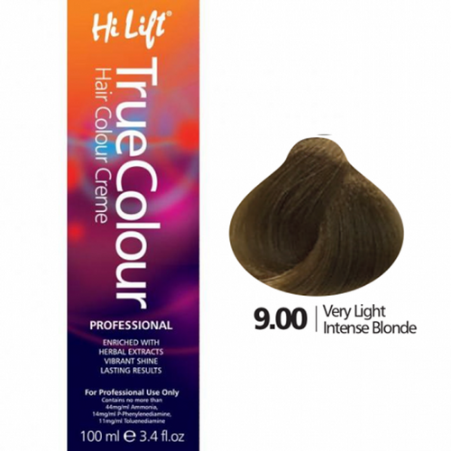 Hi Lift True Colour Permanent Hair Color Cream 9.00 Very Light Intense Blonde 100ml