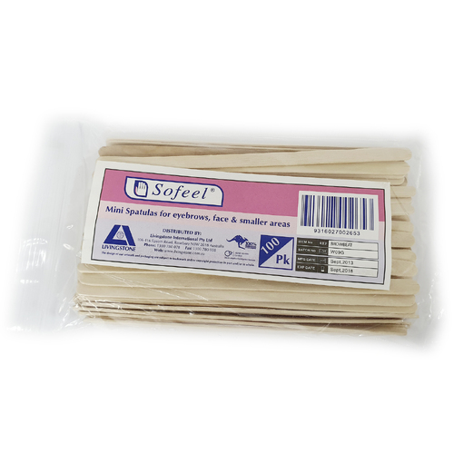Livingstone Disposable Wooden Spatula Mini Brow Beat 100 Pack Wax