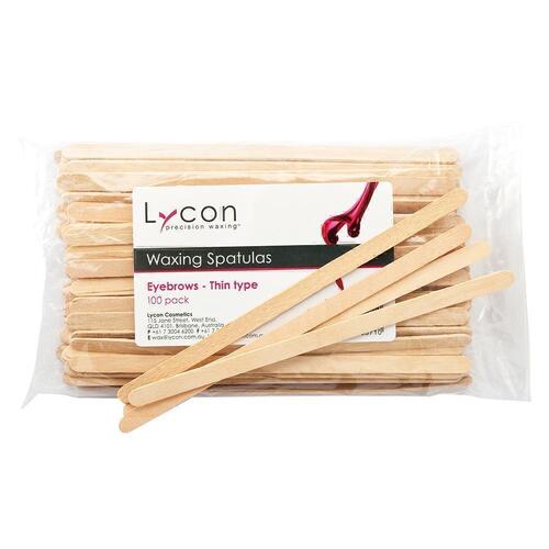 Lycon Disposable Waxing Spatula Tongue Depressors 100 Pack Eyebrows Thin Type