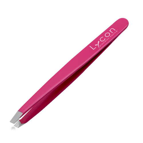 Lycon Precision Slanted Tip Eyebrow Stainless Steel Hair Tweezer Pink