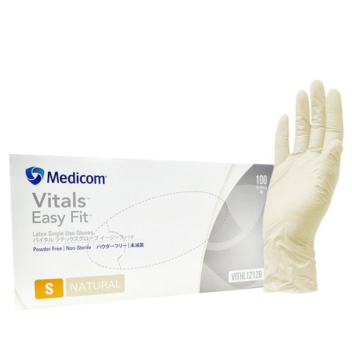 Medicom - Vitals Easy Fit Latex Powder Free Gloves Size S Small 1000pcs (Box of 10)