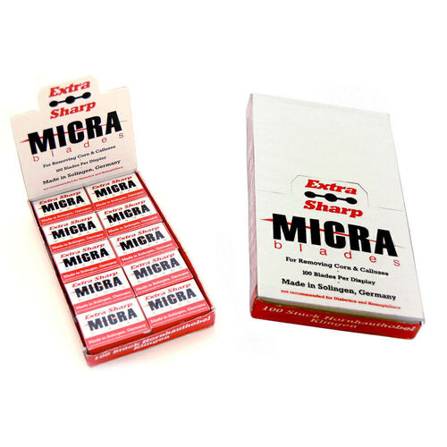 MICRA - Extra Sharp Blades Hard Skin Callus Remover Corn Pedicure 100 pcs