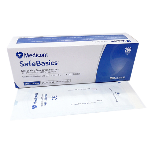 Medicom - Safebasic Steriliser Pouch Self Sealing Sterilising Bag 89mm x 229mm 200pcs