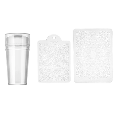 Nail Stamper Stamping Polish Silicone Clear Jelly & 2 Scraper Set