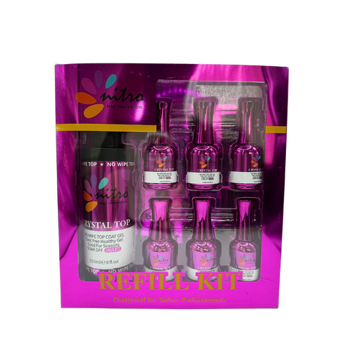 Nitro - Crystal No Wipe Gel Polish Top Refill 8oz 250ml
