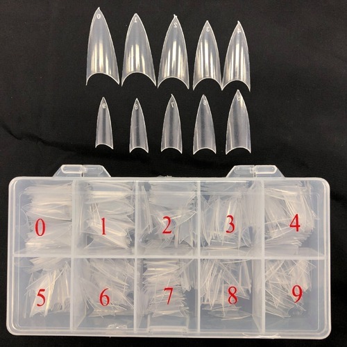 Nail Stiletto Point Pointing Tips Box - Clear 500pcs
