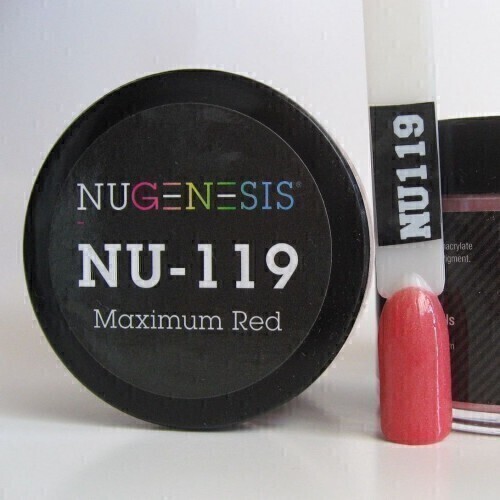Nugenesis Dipping Powder Nail System Color NU-119 - Maximum Red - 43g