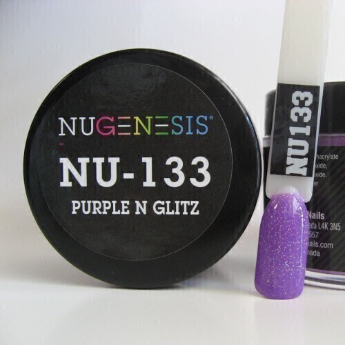 Nugenesis Dipping Powder Nail System Color NU-133 - Purple N Glitz - 43g