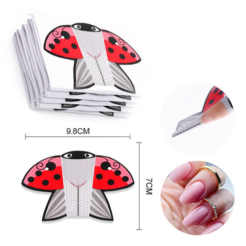 500Pcs Nail Forms Stickers Red Kite Quick Extension UV Gel Polish Tips Guide Art