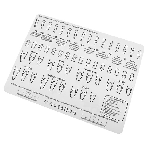Washable Acrylic Nail Art Practice Training Silicone Mat Pad Sheet