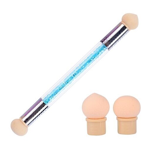 Ombre Sponge Nail Art Tool Double-Ended Brush Pen Applicator with 4 Replacement
