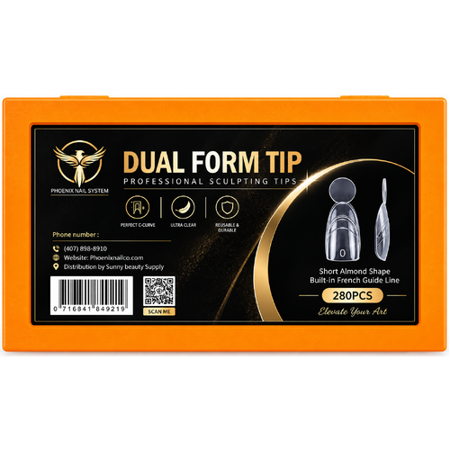 Phoenix Dual Nail Forms – Short Almond Shape with Built-in French Guide Line – 280pcs