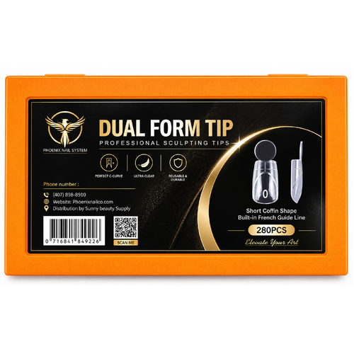 Phoenix Dual Nail Forms – Short Coffin Shape with Built-in French Guide Line – 280pcs