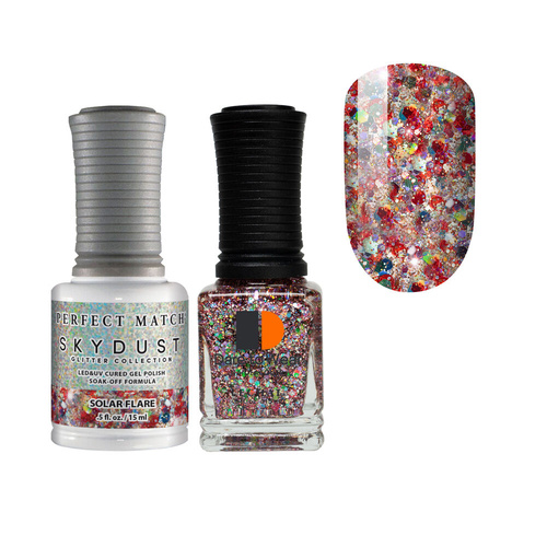 Perfect Match Sky Dust Gel Polish LED & Nail Lacquer Duo SDMS03 Solar Flare 15ml