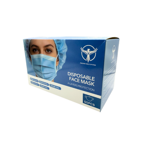 Phoenix - Disposable Face Mask Blue 4 Layers Anti Bacterial Filter 50 pcs