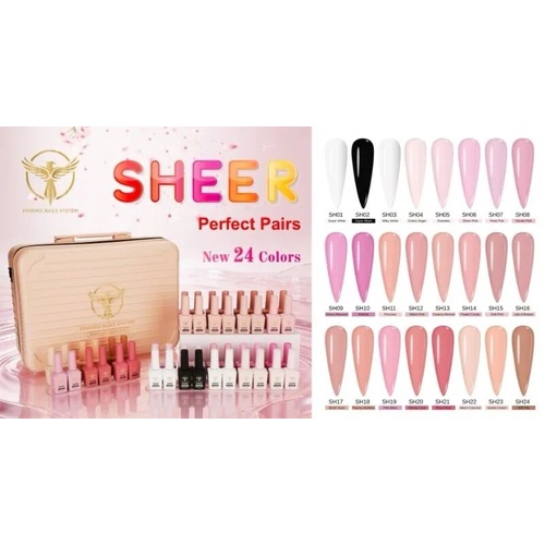 Phoenix - UV LED Nail Gel Polish - Sheer Collection 24 Colors (48 bottles)