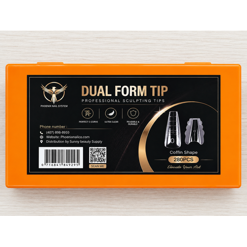 Phoenix Dual Nail Forms Coffin Shape 280pcs – Reusable Nail Extension Tips for Builder Gel, Poly Gel & Acrylic