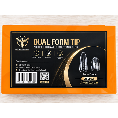 Phoenix Dual Nail Forms Round Shape 280pcs – Reusable Nail Extension Tips for Builder Gel, Poly Gel & Acrylic