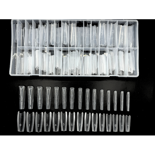 Pioneering - Sandwich Nail Mold Form Tip Full Cover Extension Poly Tap Gel - Coffin Shape