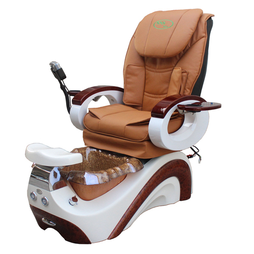 Pedicure Spa Chair - 822 White & Cappuccino + Golden Bowl