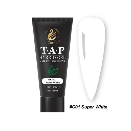 T.A.P Acrylic Poly Tap Gel Nail #C01 Super White 60ml Cotton Collection - 2pcs