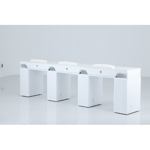 Manicure Nail Table Built-in Dust Collector P-N211M-3 White (Triple)